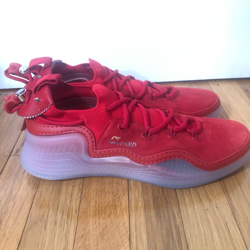 NWOB Christian Louboutin Arpoador Donna clear sole red suede sneakers Men's 10 - Picture 4 of 8